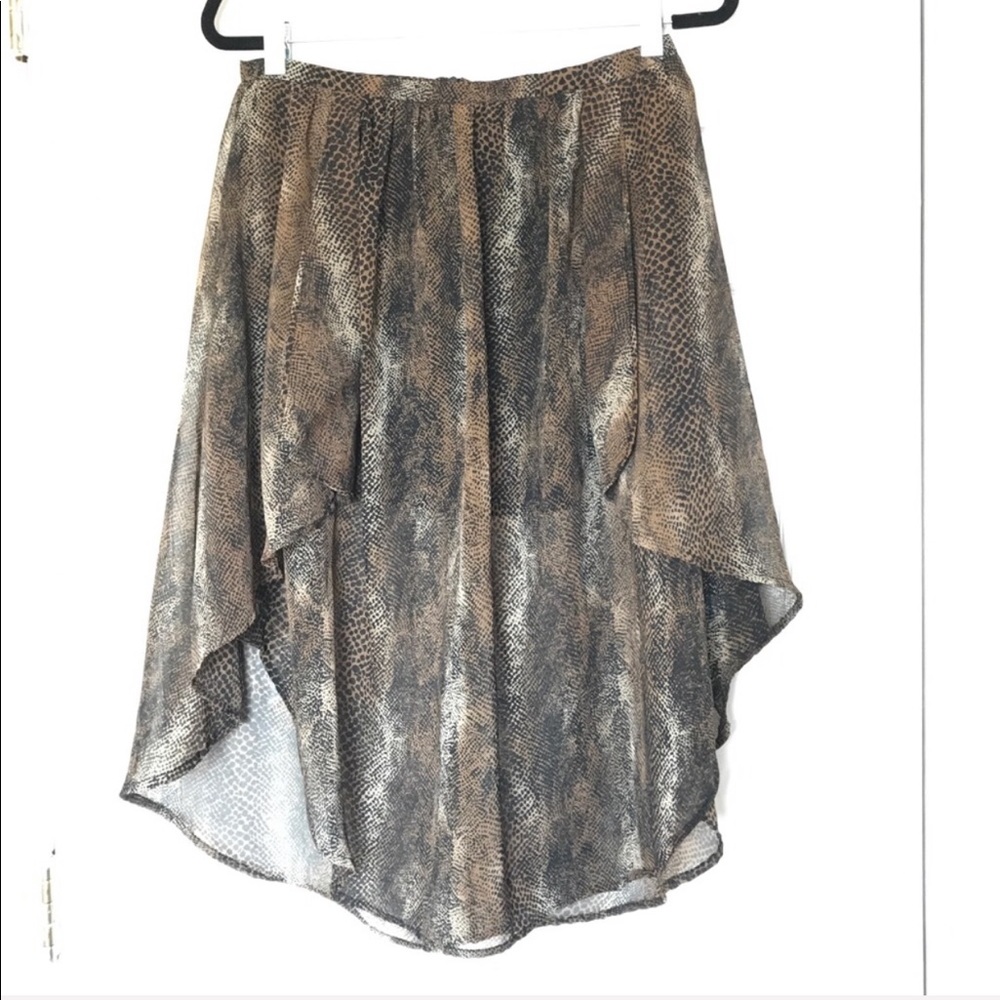 Tramp Black Brown Leopard High Low Midi Skirt